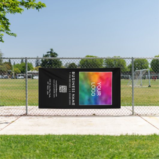 Aangepaste QR-code zakelijke Logo hier Spandoek (Insitu)