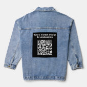 Aangepaste QR-code Zwart Wit Scan Zakelijke streep Denim Jacket (Achterkant)