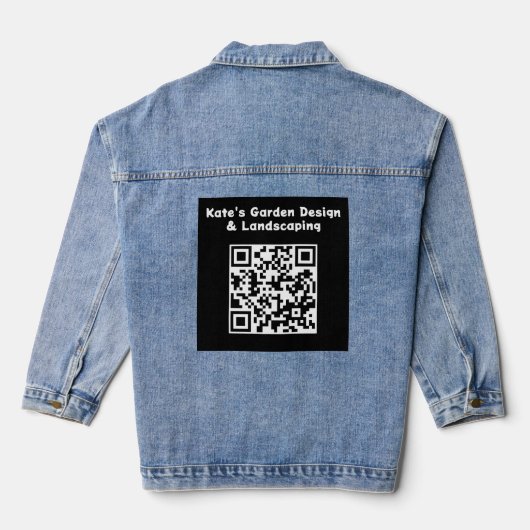 Aangepaste QR-code Zwart Wit Scannen Zakelijk Barc Denim Jacket (Achterkant)