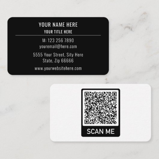 Aangepaste QR-code zwart-wit visitekaartjes (Voorkant / Achterkant)