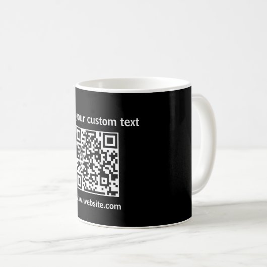 Aangepaste Qr-code zwarte eenvoudige Mok koffiehan (Voorkant rechts)