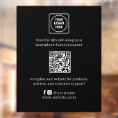 Aangepaste QR-code | Zwarte moderne bedrijfsdispla Raamsticker (Vel 2)