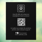 Aangepaste QR-code | Zwarte moderne bedrijfsdispla Raamsticker (Vel 3)