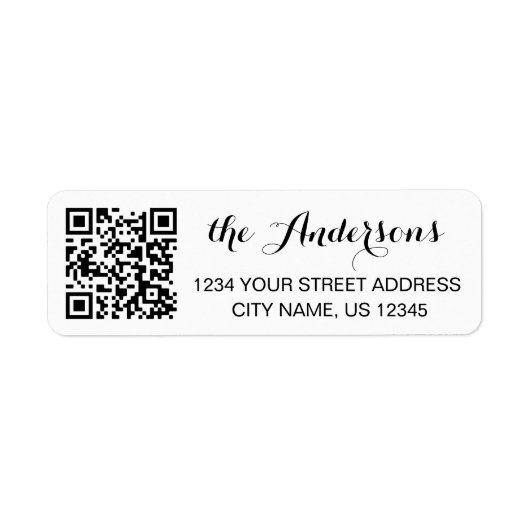 Aangepaste QR-codenaam Tekst Retouradres Etiket (Voorkant)
