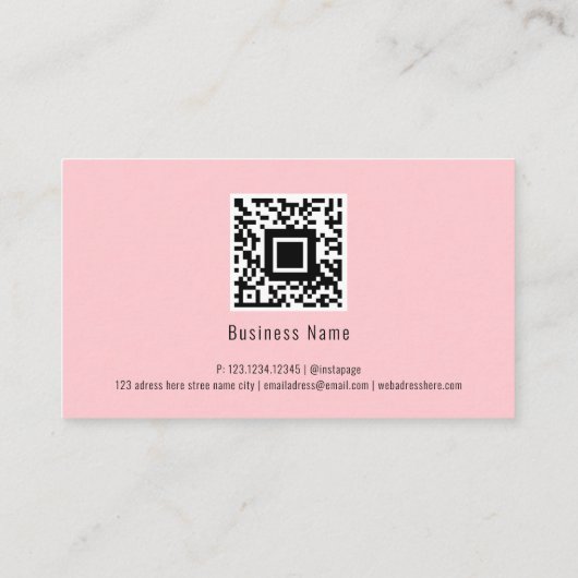 Aangepaste QR-codenetten Kunstroze Paarse minimali Visitekaartje (Achterkant)