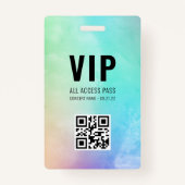 Aangepaste QR-codepastel regenboogstraal VIP Alle  Badge (Voorkant)
