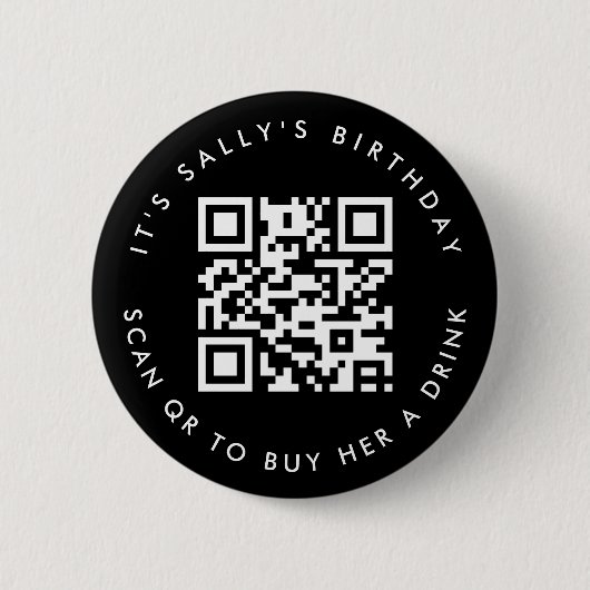 Aangepaste Qr-codes Cash App Verjaardagscode, Fees Ronde Button 5,7 Cm (Voorkant)