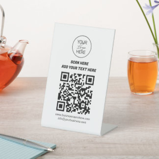 Aangepaste QR-codetafelkaart met logo | Zakelijke Reclamebord Met Voetstuk