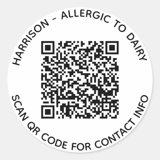 Aangepaste QR-codetekst contactinfo foto-kinderen Ronde Sticker (Voorkant)