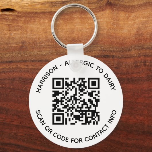 Aangepaste QR-codetekst contactinfo foto-kinderen Sleutelhanger (Voorkant)