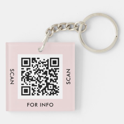Aangepaste QR-codetekst Gematigde Blush Pink Busin Sleutelhanger (Achterkant)