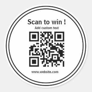 aangepaste qr-codewedstrijd witte url eenvoudige S Ronde Sticker