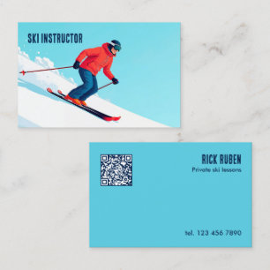 Aangepaste QR Ski Instructor Visitekaartje