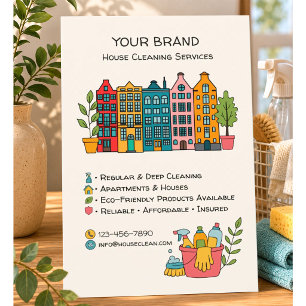 Aangepaste QR voor schoonmaakdiensten van huizen Flyer