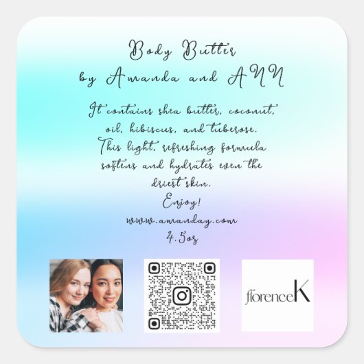 AANGEPASTE QRCODE LOGO FOTO PRODUCTBESCHRIJVING OM VIERKANTE STICKER (Voorkant)