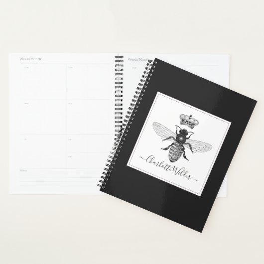 Aangepaste Queen Bee en Crown Script Handtekening Planner (Display)