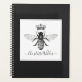 Aangepaste Queen Bee en Crown Script Handtekening Planner (Voorkant)