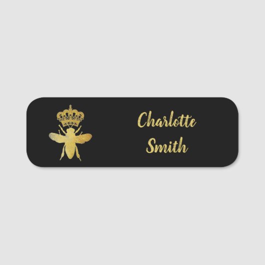 Aangepaste QUEEN BEE Gold Black Badge Pin Magnetic (Voorkant)