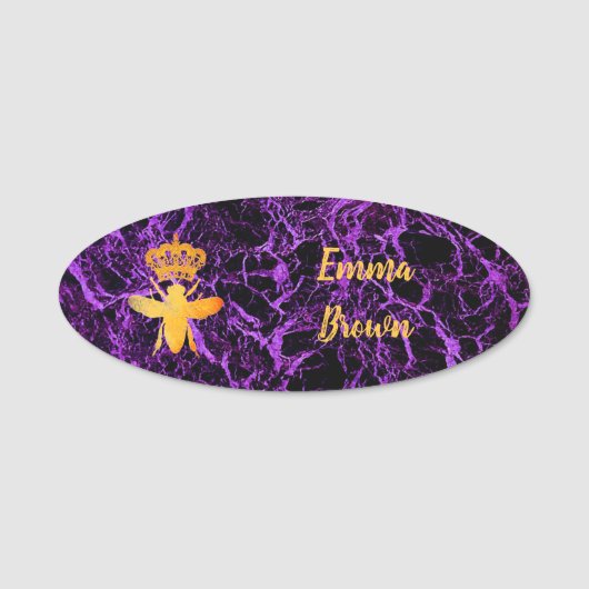 Aangepaste QUEEN BEE Gold Paars Badge Pin Magnetic (Voorkant)