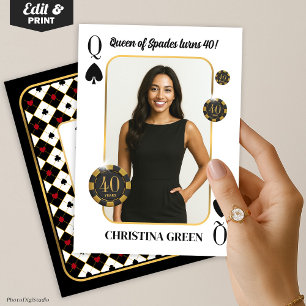 Aangepaste Queen of Spades verjaardagsuitnodiging, Kaart