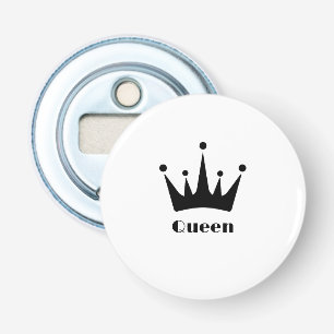 Aangepaste Queen Tekst Zwart Kleur Crown Afbeeldin Button Flesopener