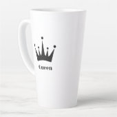 Aangepaste Queen Tekst Zwart Kleur Crown Afbeeldin Latte Mok (Linkerhoek)