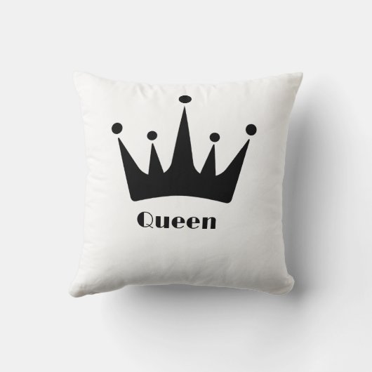 Aangepaste Queen tekst Zwarte Kleur Kroon Afbeeldi Kussen (Achterkant)