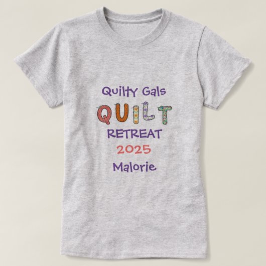 Aangepaste quilt retreat t-shirt (Design voorkant)