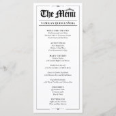 Aangepaste Quinceañera Menu, Zwart Wit Interactief Menu (Voorkant)