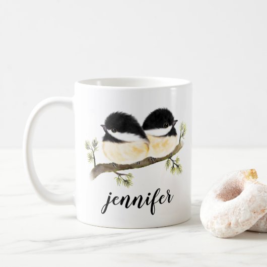 Aangepaste Quirky Baby Chickadees Bird Mok (Met donut)