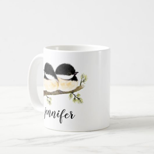 Aangepaste Quirky Baby Chickadees Bird Mok (Voorkant links)