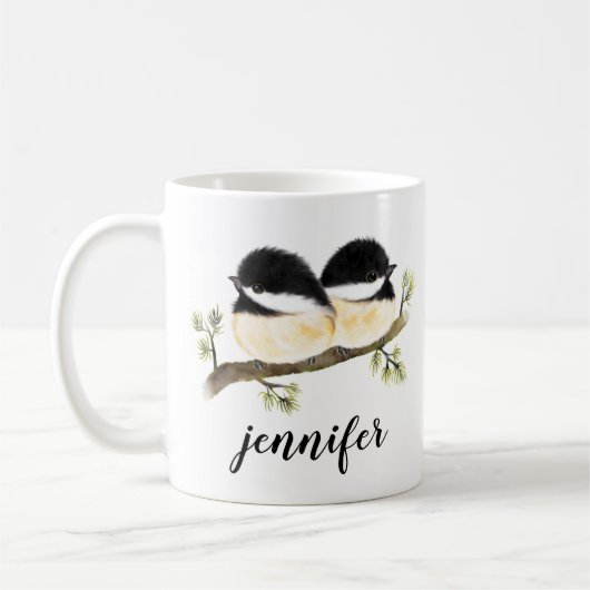 Aangepaste Quirky Baby Chickadees Bird Mok (Links)