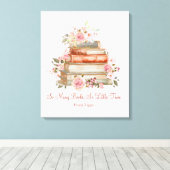 Aangepaste Quote Boeken en Roze Rozen Canvas Afdruk (Insitu (Houten vloer))