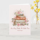 Aangepaste Quote Boeken en  Roze Rozen Kaart (Gele Bloem)