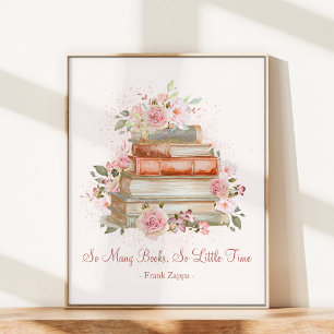 Aangepaste Quote Boeken en  Roze Rozen Poster