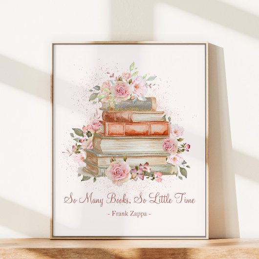 Aangepaste Quote Boeken en  Roze Rozen Poster