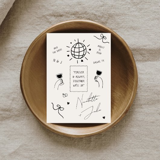 Aangepaste Quote Whimsy Scribbles Hand getrokken b Save The Date