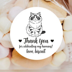 Aangepaste Ragdoll kat huwelijksgunststickers Ronde Sticker