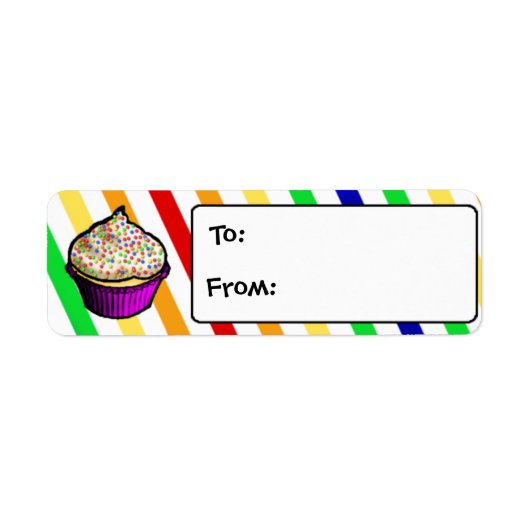 Aangepaste Rainbow Cupcake Gift Labels (Voorkant)
