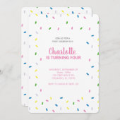 Aangepaste Rainbow Sprinkle verjaardagsfeestje uit Kaart (Voorkant / Achterkant)