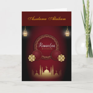 Aangepaste Ramadan Kareem- en Eid Mubarak-groet Kaart