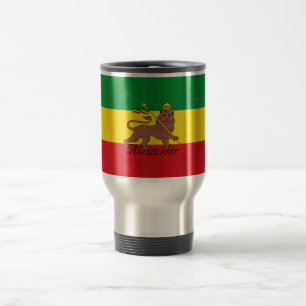 Aangepaste Rastafaire vlag van Ethiopië Lion Juda Reisbeker