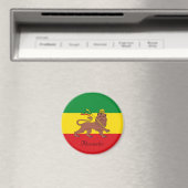 Aangepaste Rastafaire vlag van Ethiopië Lion Judah Magneet (Insitu (Vaatwasser))