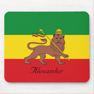 Aangepaste Rastafaire vlag van Ethiopië Lion Judah Muismat