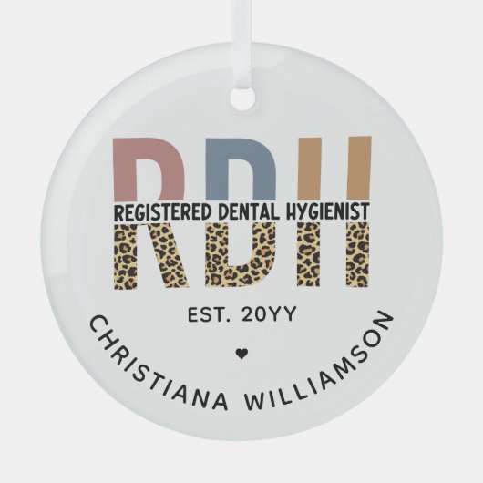 Aangepaste RDH-geregistreerde tandheelkundige cade Glas Ornament (Voorkant)
