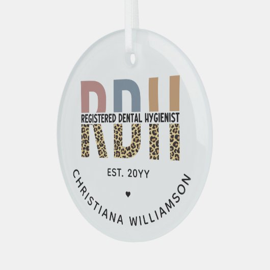 Aangepaste RDH-geregistreerde tandheelkundige cade Glas Ornament (Voorkant links)
