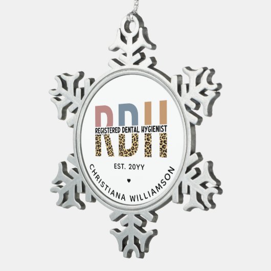 Aangepaste RDH-geregistreerde tandheelkundige cade Tin Sneeuwvlok Ornament (Rechts)