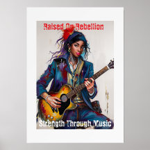 Aangepaste Rebel Girl Gitarist Art Inspirerend
