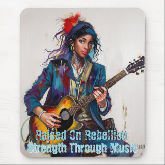 Aangepaste Rebel Girl Gitarist Art Inspirerend Muismat