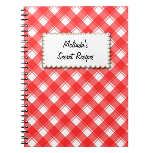Aangepaste recept Notitieboek rood en wit geruite (Voorkant)